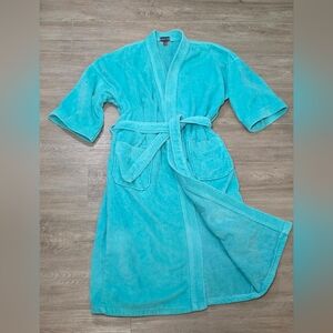 Vintage Y2K?? Terrycloth Robe Mens One Size Aqua Unisex Lancaster